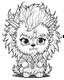 Placeholder: coloring page, small Gothic chibi werewolf with wild, fluffy hair, Manga style, thick lines, low detail, no shading, --ar 9:11 --v 5