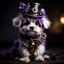 Placeholder: full body, Steampunk fluffy cute puppy, flower, purple black white, High resolution, top quality, sharp focus, 8k