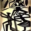 Placeholder: drawn in single line by Nicolai Blatter with hatch with parallel wavy lines metal engraving with spanish man dance procession in salvador dali style or picasso style