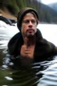 Placeholder: brad pitt bathing in a frozen lake