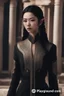 Placeholder: beautiful oriental female elf with pointed ears and long black braids