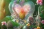 Placeholder: Tropical flowers, realistic heart drawing, crystals, tropical leaves, sacred altar, Fantasy home, cute animal.