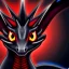 Placeholder: Dragon noir aux yeux rouges, dragon blanc aux yeux bleus