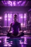 Placeholder: portrait of the darkest young yoga diver in purple pool in fallout 4 setting, bokeh, downlight, prize winning, depth of field, in the style of ivo caprino, downlight, furry chair, backlight, aura