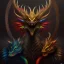 Placeholder: Epic Drawing of fullview Dragon and with scales colorful on Elk Rembrandt 4k