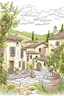 Placeholder: imagine prompt coloring page for women, "Design an image showcasing a traditional Tuscan winery with vineyards, barrels, and rustic houses. Convey a warm and subdued winery atmosphere, bathed in sunlight" a white background 9:11, pgf