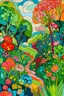 Placeholder: Drawing a landscape surrounded by flowers in the style of the Expressionist school