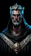 Placeholder: Portrait of fury God in saint mantle on black background in realistic style