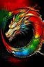 Placeholder: dragon paint logo, leather background