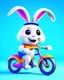 Placeholder: A cute rabbit in the style of Pixar animations, wearing a helmet and riding a bike