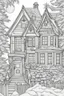 Placeholder: adult coloring pages, christmas house, black and white , clear lines -- ar 9:11