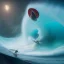 Placeholder: Santa standing of surfboard surfing a big wave, empty hands, beach, character design by cory loftis, fenghua zhong, ryohei hase, ismail inceoglu and ruan jia. unreal engine 5, artistic lighting, highly detailed, photorealistic, fantasy