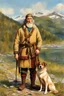 Placeholder: Native Norwegian person and his dog