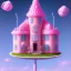 Placeholder: haunted cotton pink candy house with sweet cake monsters