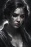 Placeholder: black,,portrait of a lady with black soot on her facepain and fear,,domestic violence victim, bruises,dramatic lighting, dramatic lighting, sharp focus, contrast, digital painting, artstation, concept art,