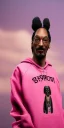 Placeholder: snoop dogg looking at the sky. On a pink street. Black Oversize sweatsuit.