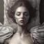 Placeholder: beautiful dead woman asleep on satin pillow with spiderwebs on face, 8k, high-quality, fine-detail, intricate, sharp, crisp, digital art, detailed matte, illustration, octane render, brian froud, howard lyon, Anne Dittman, Anne Stokes, Lisa Parker, Selina French