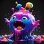 Placeholder: Pixar 3D animation style, ((A cute adorable melting monster character)), whimsical character, fluid form, (Pop Surrealism); jelly-like, amorphous, shape shifter, 3D animated character, playful colour splatter, ((black background)), depicted in the style of Marc Quinn and max Ernst, photorealistic CG,covered in gooey syrup and a bubblegum blue goop, thick and glossy, topped with lots of rainbow sprinkles,, zbrush render, 8k,ray tracing, subsurface scattering