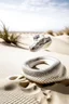 Placeholder: All white textured cobra snake rising her head up , in a desert sands
