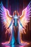 Placeholder: Gorgeous photography super model Russian Beautiful woman as Angel wings,dressing gown futuristic guardian armor, colors lightings extreme neons colors lightning, surrounded by colors electricity lightnings