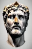 Placeholder: Ultra Realistic image, Roman sculpture, white marble material, Lionel Messi, gold Laurel leaves wreath, renaissance ornaments, radial gold lines, one gold star in heart, sun ornament, sun rays background, chisel style, waist up portrait, emperor style, epic, celestial, cinematic lighting, God light, god rays, 4k resolution, smooth details, ornate details, soft lighting, unreal engine 5, art station, substance 3d.