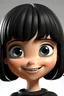 Placeholder: 3D Cute girl perfect big eyes ,smiley with bob hair ,medium black with bangs