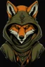 Placeholder: mysterius hunter with fox's mask like realistic style front view