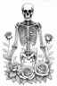 Placeholder: fineline art for Skeleton of a man holding a rose coloring pages‚‚white backgroung sketch‚sketch style‚full body only use out line mandala style‚clean line art white background‚noshadows‚and clear‘and well outlined