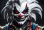 Placeholder: Chibi Shaco venom in 8k live action artstyle, white clown mask, close picture, intricate details, highly detailed, high details, detailed portrait, masterpiece,ultra detailed, ultra quality