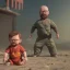 Placeholder: Walter white toddler, full body, angry, Buddha body, dynamic pose, tokio background, dramatic lighting, hyper realistic, unreal engine, 8k, upscale