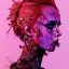 Placeholder: singer Danish MØ face, punk, hyper detailed, intricately detailed, illustration by <asaf hanuka> <kilian eng> <Yoji Shinkawa>, purple tones, darkred tones,