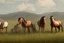 Placeholder: illustration horses of different colors in a field from afar
