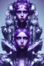 Placeholder: Singer Danish MØ cute in style cyberpunk, purple tones, high lighting