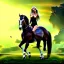 Placeholder: fullbody portrait of beautiful booty busty blonde with big green eyes woman riding a horse by Rafael 8k