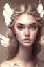 Placeholder: A very beautiful and attractive girl with a symmetrical face who wears nude makeup with beautiful flying hair and wears hair accessories