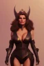 Placeholder: Raquel Welch as evil queen in black leather, leather, busty, cleavage, angry, stern look. character design by cory loftis, fenghua zhong, ryohei hase, ismail inceoglu and ruan jia. unreal engine 5, artistic lighting, highly detailed, photorealistic, fantasy