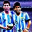 Placeholder: Lionel Messi und diego armando maradona halten gemeinsam in einem Stadion den Worldcup in der Hand, Fußball, stadion, viele menschen, perfect quality, argentinien