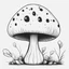 Placeholder: mushroom, black and white, cartoon, drawing, cute, creature, simple