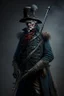 Placeholder: 70 years old victorian bloodborne soldier with a musket