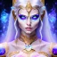 Placeholder: cosmic mage, elf, female, battle mage, cosmic sword, epic, cosmic magic, staff, long ears, white hair, face details, odd-eyes, pale skin, detailed eyes, jewellery, broad shoulders, glowing eyes, sharp ears, cosmic clothes, bright eyes