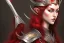 Placeholder: crimson haired sorceress elven