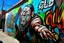 Placeholder: a TIJUANA WRESTLING graffiti mural wall with the word cell shading style