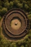 Placeholder: medieval fighting tournment arena into the woods from above