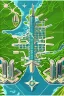 Placeholder: high detail map of an entire tropical dystopian small capital city