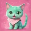 Placeholder: A captivating and playful digital art piece showcasing the adorable charm of a mint-colored cartoon cat, surrounded by a lively pink background, (captivating digital art:1.4), (playful cartoon cat:1.5), (lively pink background:1.3), (expressive mint hues:1.2), drawing inspiration from the styles of cute and playful illustrators, trending on CGSociety, Intricate, Sharp focus, dynamic lighting, (captivating:1.4), (playful ambiance:1.5), (lush fur details:1.3), Cartoon, Masterful, High Detail