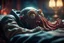 Placeholder: magus sleeping too close to a vampire squid containing plasma in the style of Fallout 4 , bokeh like f/0.8, tilt-shift lens 8k, high detail, smooth render, down-light, unreal engine, prize winning