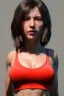 Placeholder: Ultra Realistic image, 25 years old brunette woman, Madrid, portrait, small stature, 1,54 cm tall, 50 kg weight, small chest, yakuza body tattoo, vibrant color, highly detailed, art stations, concept art, smooth, unreal engine 5, god rays, ray tracing, RTX, lumen lighting, ultra detail, volumetric lighting.