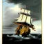 Placeholder: Dibujo de un Galeón español en una tormenta con estilo de CHRISTOPHER BLOSSOM