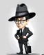 Placeholder: Caricatura de Gustavo Petro hablando serio cuerpo completo sombrero baquero traje gris no corbata obra de arte detallado 4k