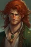 Placeholder: wet pirate nereid male with auburn and kelp hair